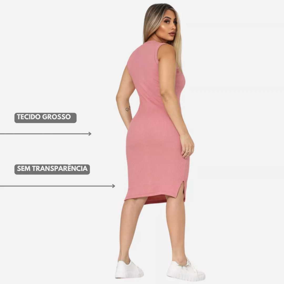 Ribbed,Roll,Neck,Midi,Dress,Bodycon,Dress,Sleeveless