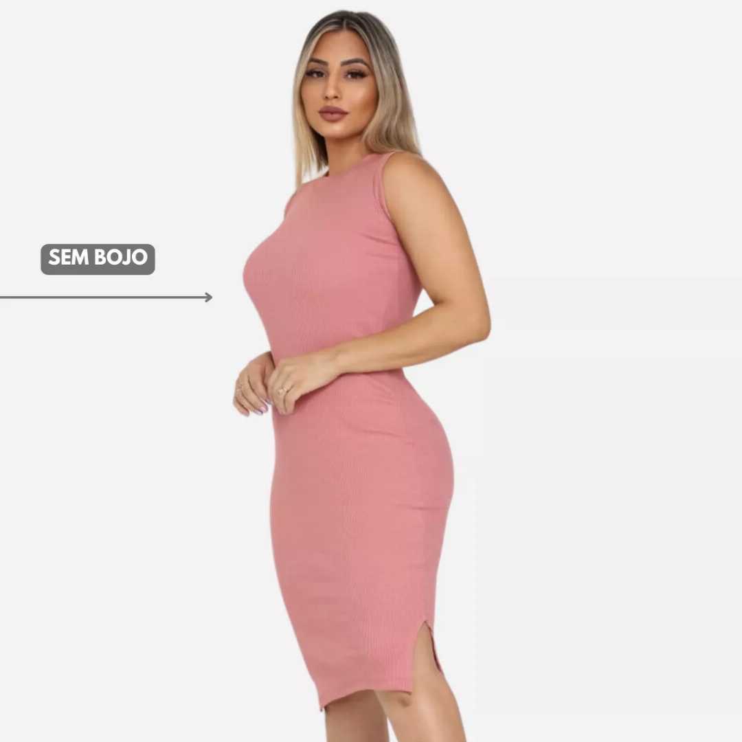 Ribbed,Roll,Neck,Midi,Dress,Bodycon,Dress,Sleeveless